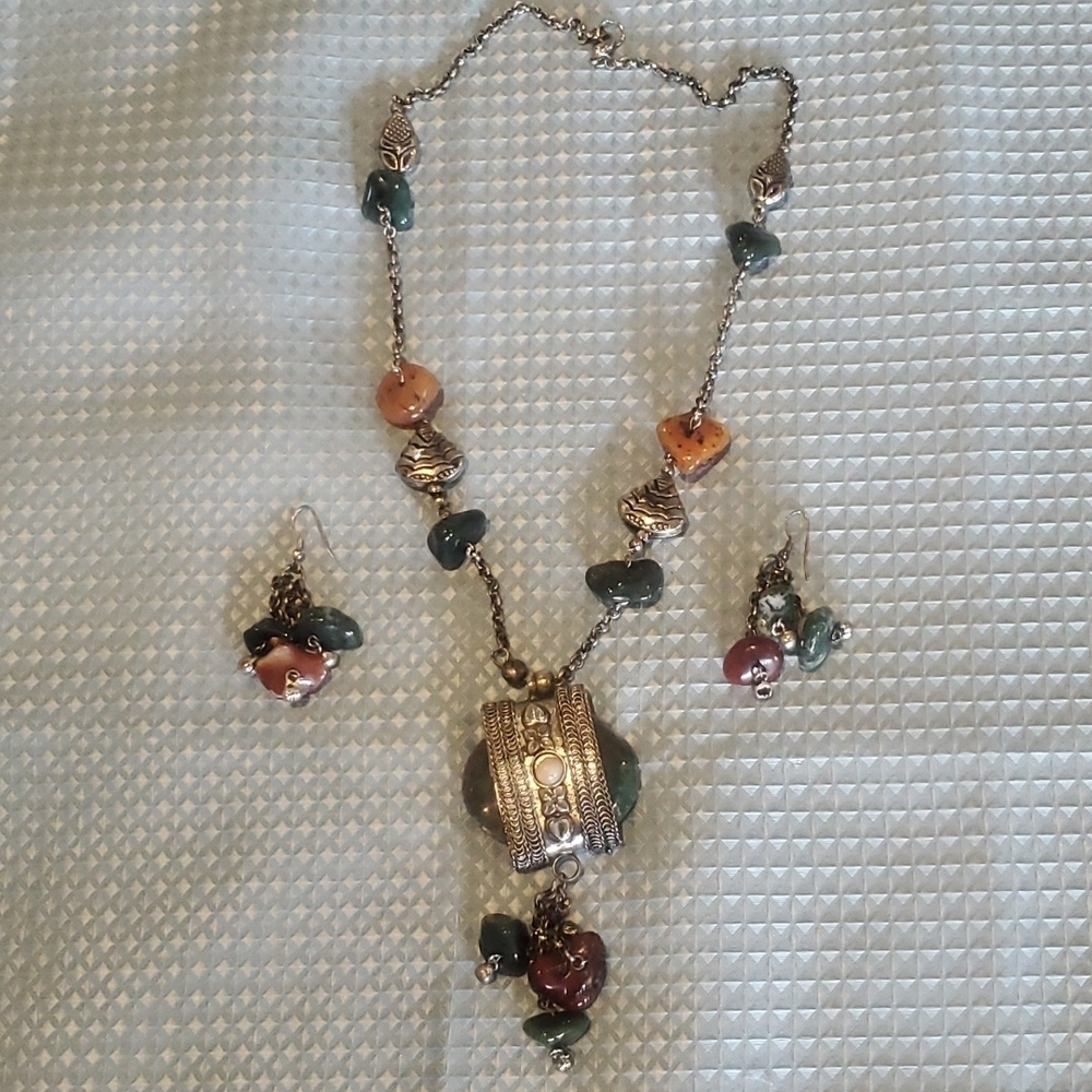 💞Rock Necklace/Earrings Set